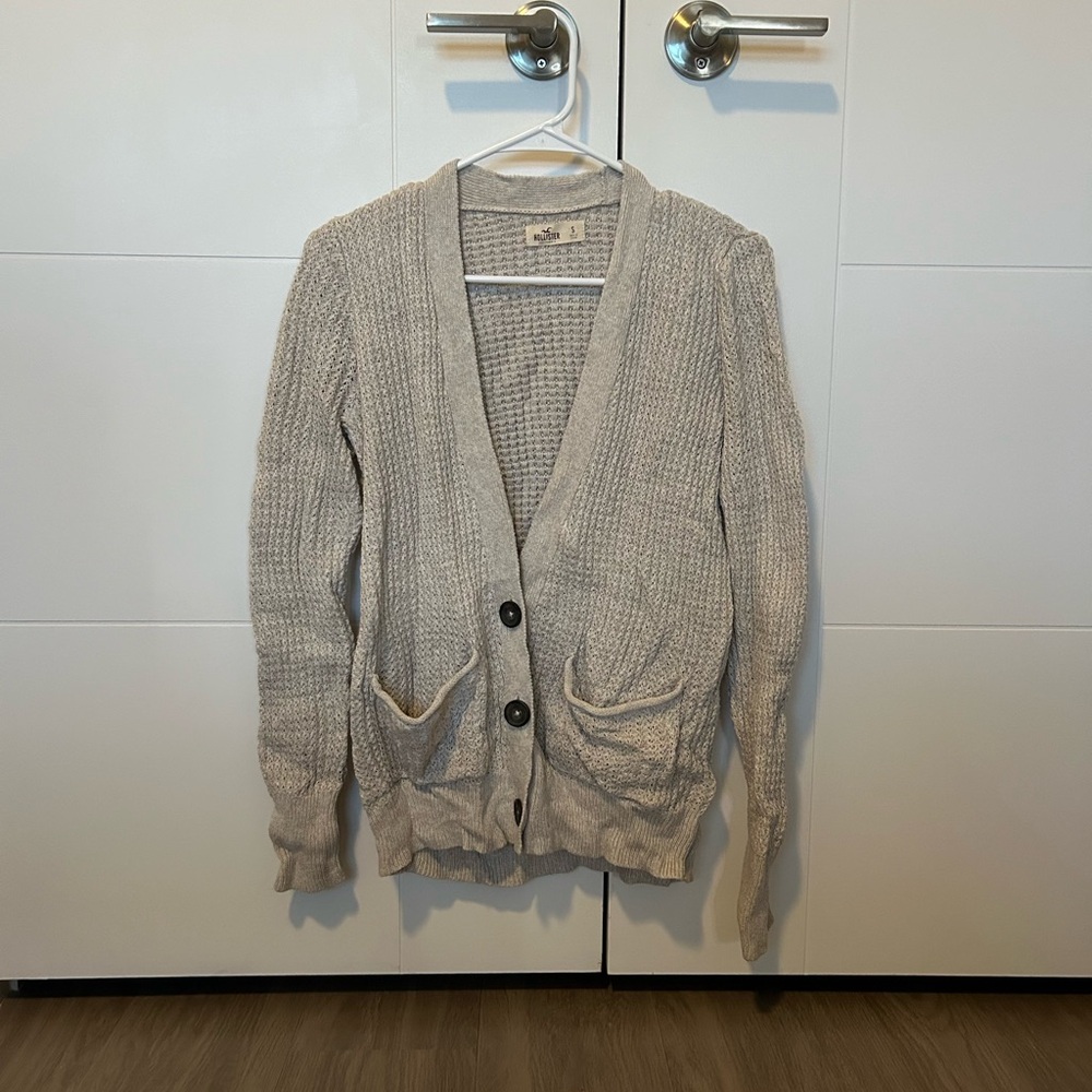 Tan Knit Button Up Cardigan with Pockets